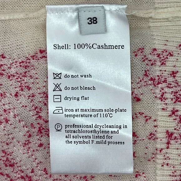 Women's Cream Red 100% Cashmere Crew Neck Sweater Size 38 - Picture 6 of 8